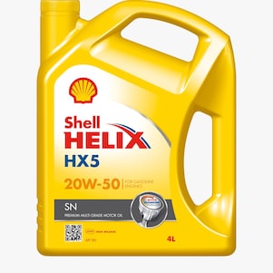 صورة مقربة لعبوة زيت شل Helix HX5 SN 20W-50