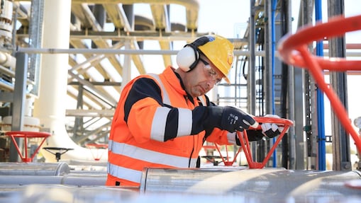 Engineer working on a pipeline