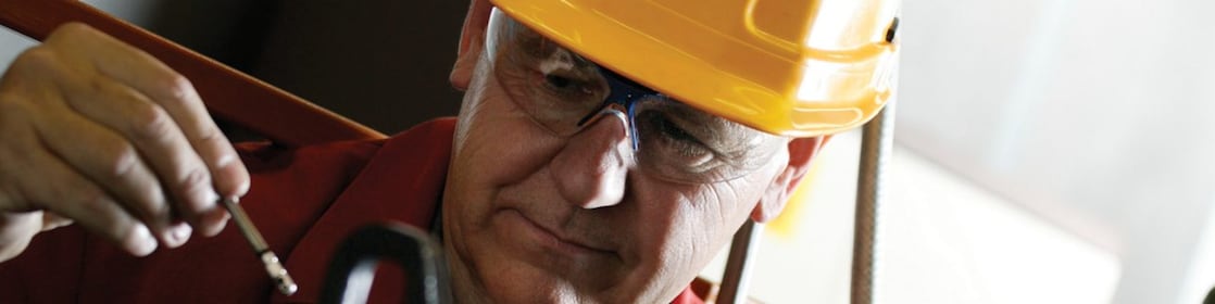 shell worker with helmet