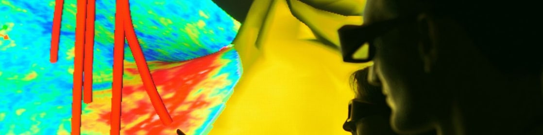 Seismic image displaying well trajectories showing how different sources of subsurface data can be integrated