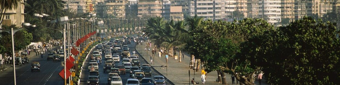 Traffic jam on Marine Drive in Bombay, India