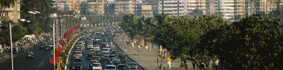 Traffic jam on Marine Drive in Bombay, India
