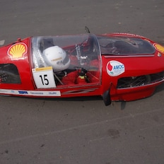 The Normandy 2, #15, a gasoline prototype vehicle from Alexandria University Shell Eco-marathon Team at the Alexandria University Faculty of Engineering in Alexandria, Egypt, on the track during final day of the Shell Eco-marathon Asia, in Manila, Philippines, Sunday, March 6, 2016.