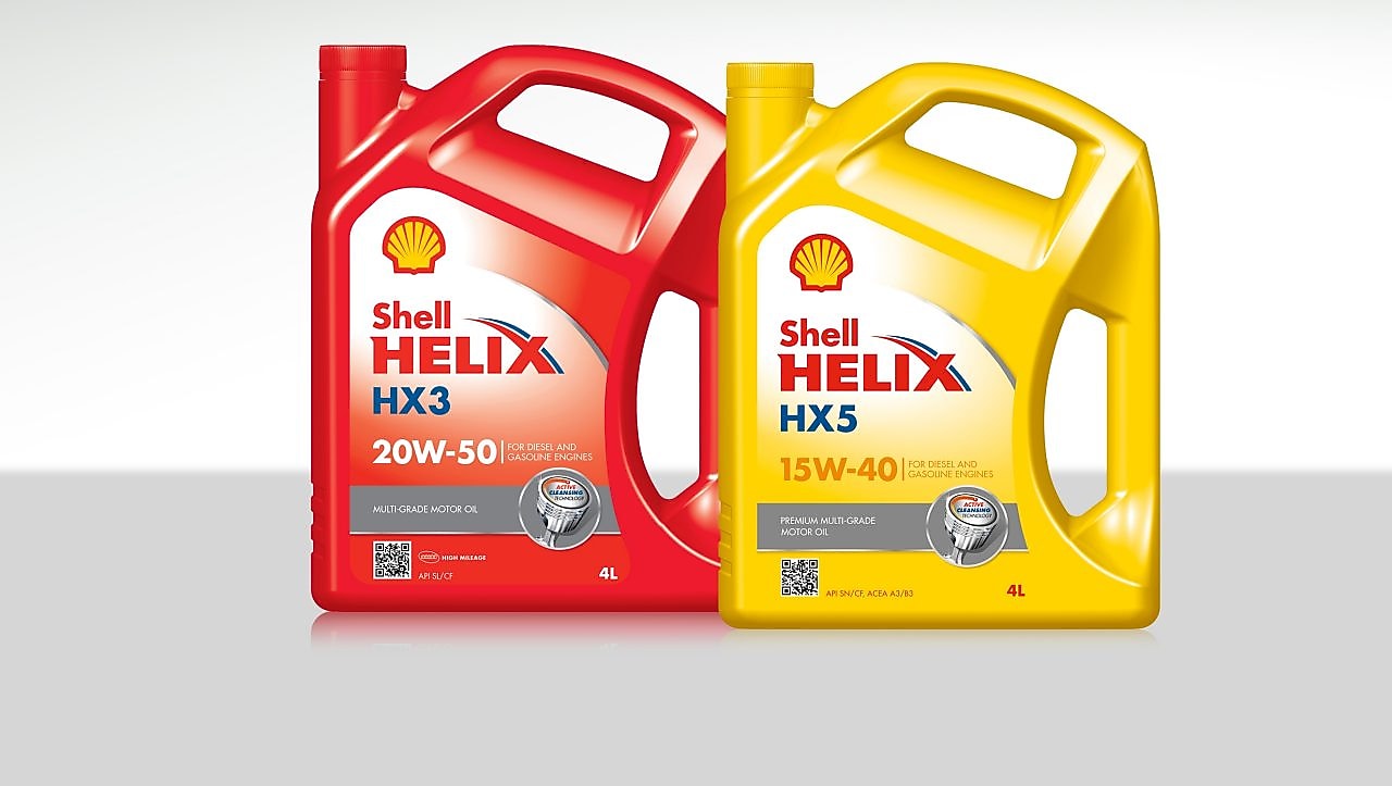 Two bottle of Shell Helix Mineral Motor Oils