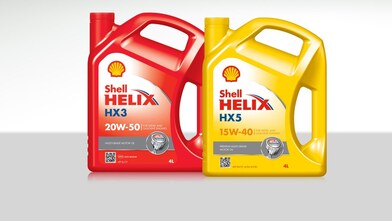 Two bottle of Shell Helix Mineral Motor Oils